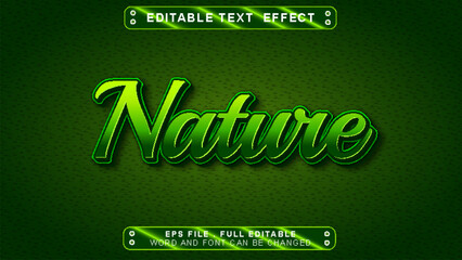 Nature text effect template with 3d style use for logo and business brand