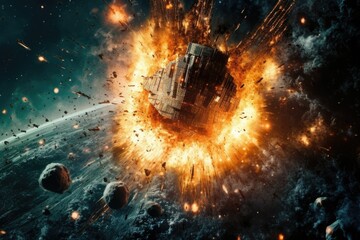 Fototapeta na wymiar Sci-Fi Spaceship Explosion