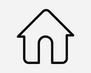 Fototapeta na wymiar House Line Icon. Home Building Real Estate Property Residence Residential Apartment Condo. Black White Graphic Clipart Artwork Symbol Sign Vector EPS