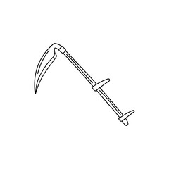 A hand drawn doodle icon of garden scythe vector