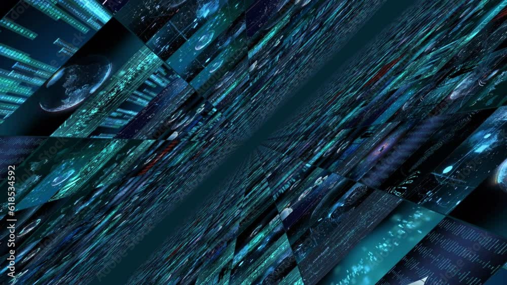Wall mural technology big data in a rotating infinity stream