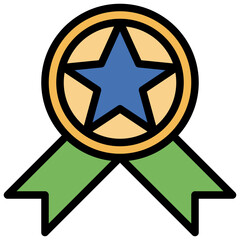 MEDAL RIBBON line icon,linear,outline,graphic,illustration