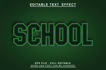 School text effect template with 3d style use for logo and business brand