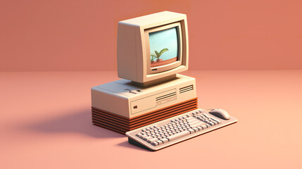 isometric desktop pc digital render ai gen
