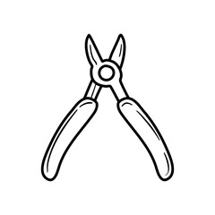 Side Cutters Icon. Doodle Hand Drawn Sketch Design. Vector Illustration.