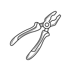 Plier doodle icon in vector. Hand drawn plier icon in vector
