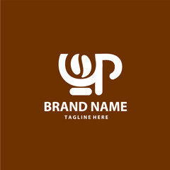 initial abstract letter CUP bean coffee restaurant logo design