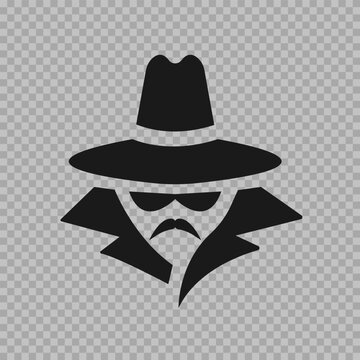 Fraudster silhouette, hacker icon, vector illustration