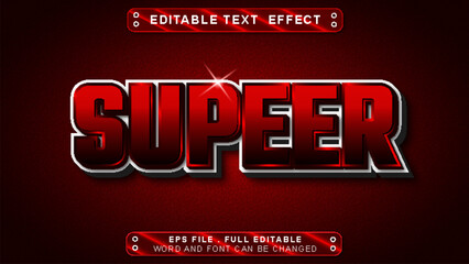 Supeer text effect template with 3d style use for logo and business brand