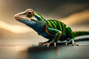 Obraz premium lizard on a tree generative in ai technology