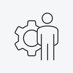Obraz premium Managing vector icon. Management line icon. Business Management outline icon. Vector icon related to business process, team work and human resource management. 