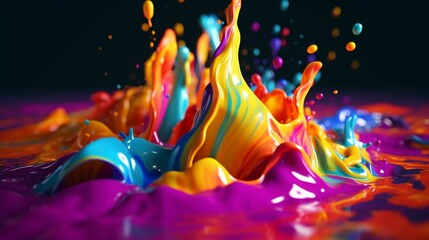 Colorful liquid splash 3d render.Generative AI