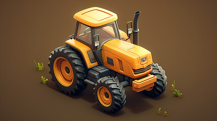 farm tractor digital render 3d isometric ai gen