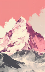 mountains in the snow pale neon pastel colors gen ai