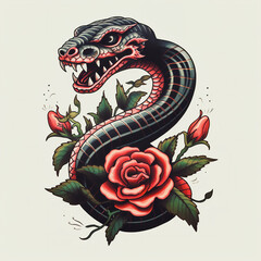 chinese cobra tattoo stencil gen ai white back