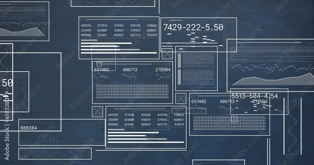 Poster animation of computer data processing over blue background