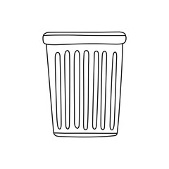 trash bin in doodle style. trash can vector sketch illustration