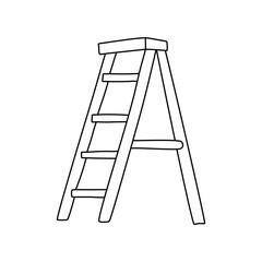 Step ladder doodle icon. Staircase for house repair
