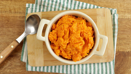  purée de patate douce, en gros plan