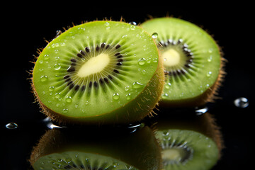 Fototapeta na wymiar kiwi fruit on black
