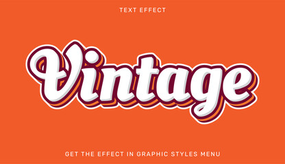 Vintage editable text effect in 3d style. Text emblem for advertising, branding and business logo