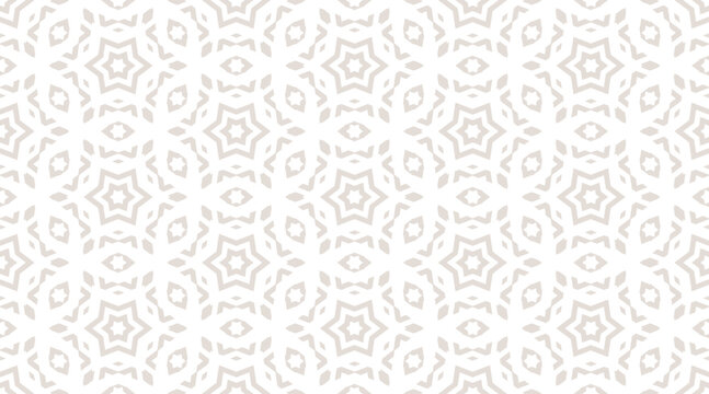 Vector ornamental seamless pattern. Subtle abstract floral texture, geometric shapes, stars, diamonds. Stylish ornament background, repeat tiles. Elegant oriental style design for print, decor, fabric