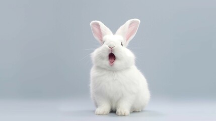 Fototapeta premium cute animal pet rabbit or bunny white color smiling an.Generative AI