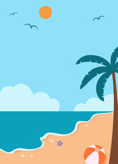 Summer beach portrait illustration design