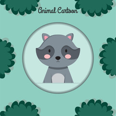 Isolated cute raccoon character avatar Vector