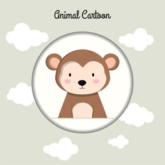 Isolated cute monkey character avatar Vector