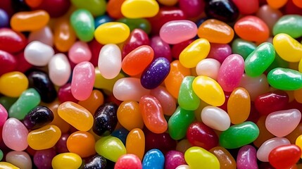Many different colored jelly beans put together on a piece of paper, hard - edge color field, generative AI