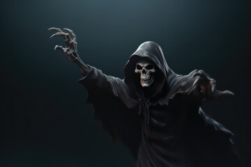 Fototapeta na wymiar death portrait on black background with halloween concept