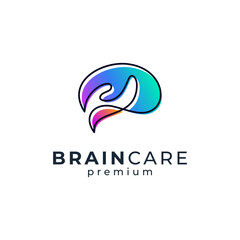 brain care for neurology logo design - obrazy, fototapety, plakaty