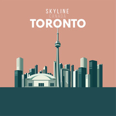 Abstract toronto city skyline and text Vector