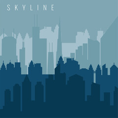 Abstract skyline with silhouettes of different buildings Vector