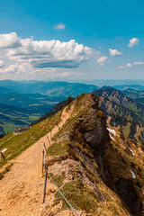 Alpine summer view at Mount Hochgrat, Oberstaufen, Oberallgaeu, Bavaria, Germany
