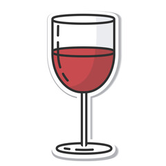 Sticker glass of red wine isolated vector illustration, minimal design. red wine icon on a white background.