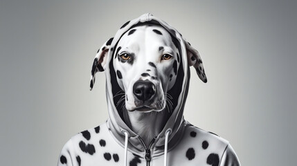 A dalmatian dog with fitness clothes. Generative AI.