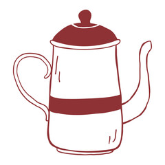 Isolated colored tea pot sketch icon Vector