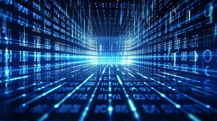 Digital binary code matrix background-3D rendering.Generative AI