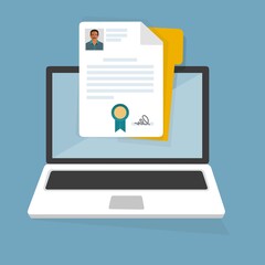 Certificate Icona piatta del contratto di lavoro. Elemento di progettazione del simbolo dell'illustrazione   piatta - illustrazioni © maximilian