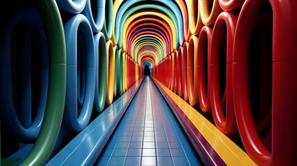 abstract hallway with colourful lines