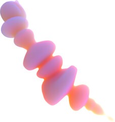 Colorful Pastel Cloud Abstract 3d Soft Gel Blobular Trail Formation on Transparent Background