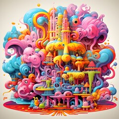 colourful illustration of 3d shapes 