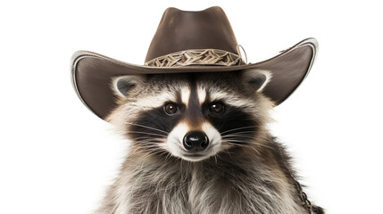 A raccoon wearing a cowboy hat. Generative AI.