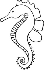 cute sea ??horse outline, Underwater sea life, ocean creatures clipart