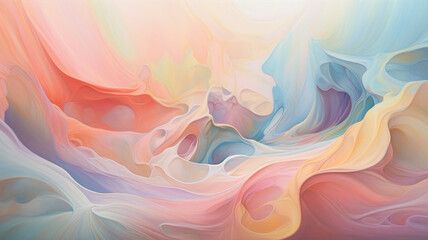 Multi-colored liquids based on pastel colors flowing randomly. Produces the latest color mix. Wallpaper and banner design.