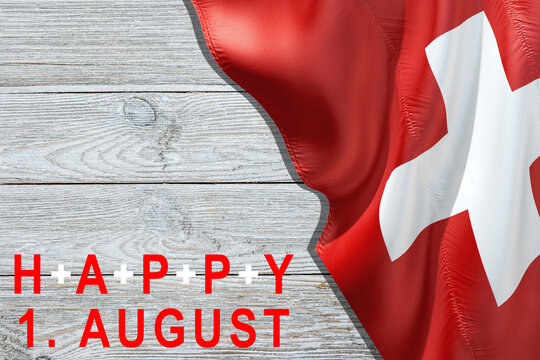 Switzerland Country Flag on white background. Happy 1. August. Independence Day Switzerland.