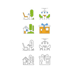 Residential amenities icon, Housing facilities
Building amenities symbol, Apartment features
Community amenities icon, Shared facilities.