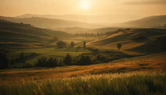 Idyllic farmhouse in rolling Siena province landscape generated by AI